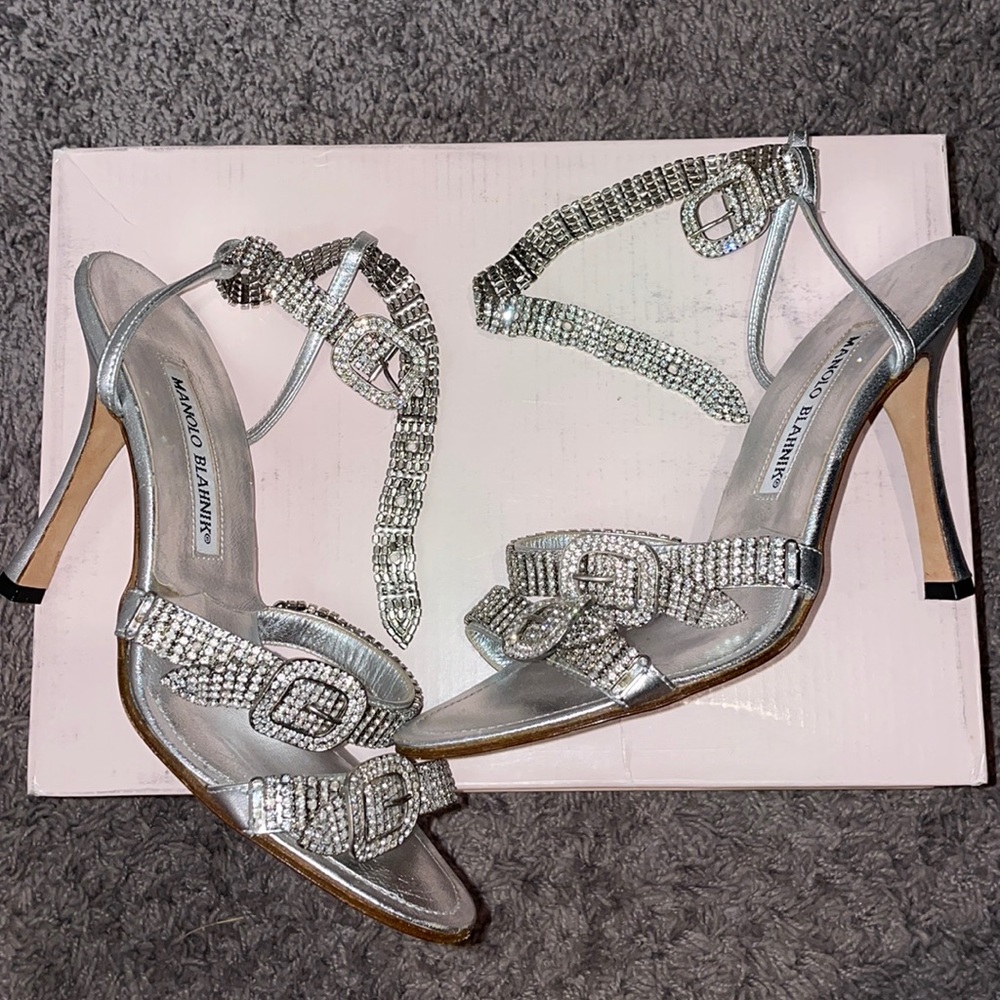 Manolo Blahnik Rhinestone Buckle Pumps
